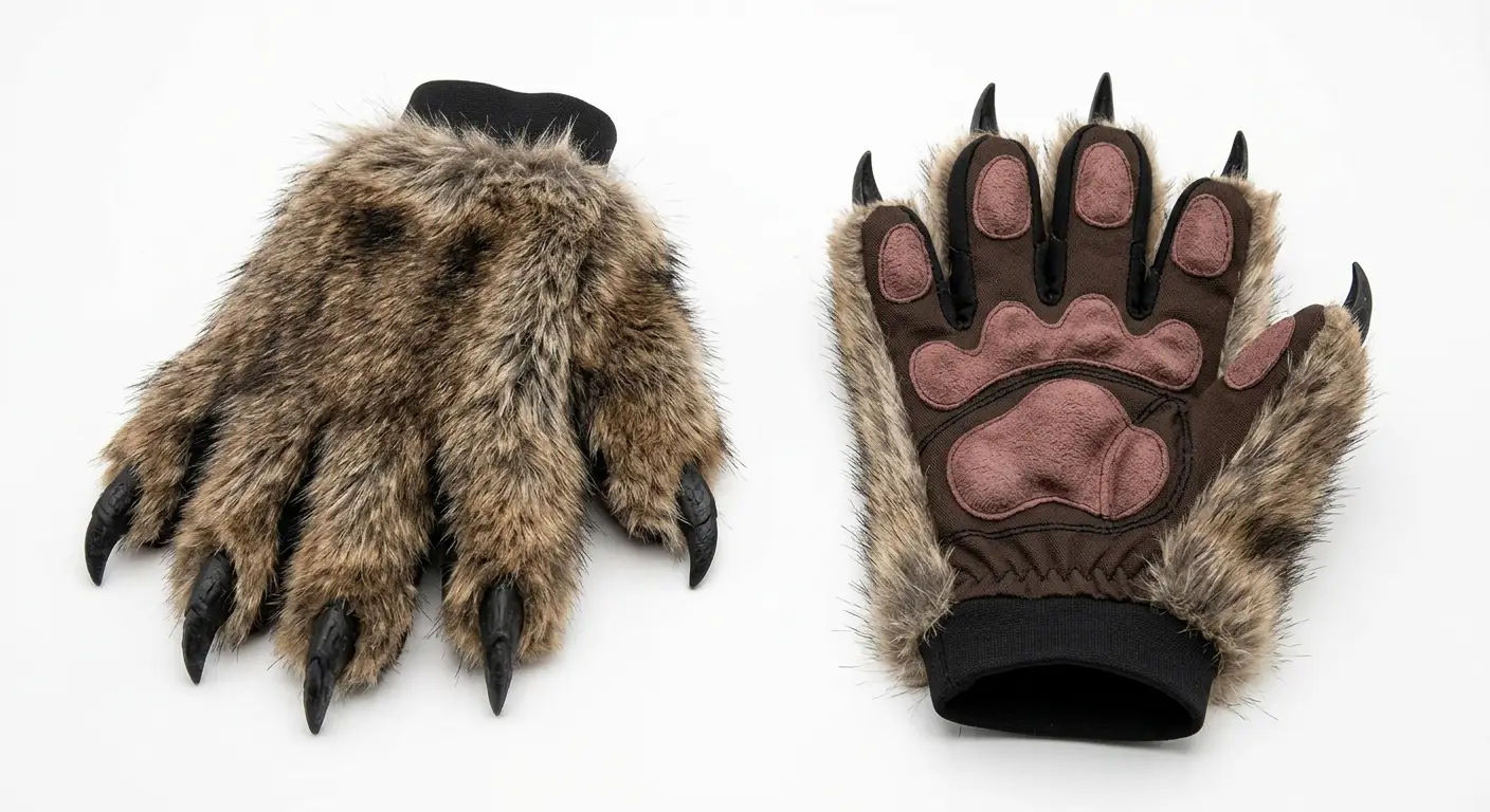 Guantes de pata therian peludos y con garras
